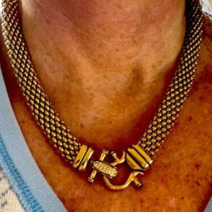 EMMA SKYE Necklace DSMK STAINLESS STEEL MESH & RHINESTONE TOGGLE 19” magnetic